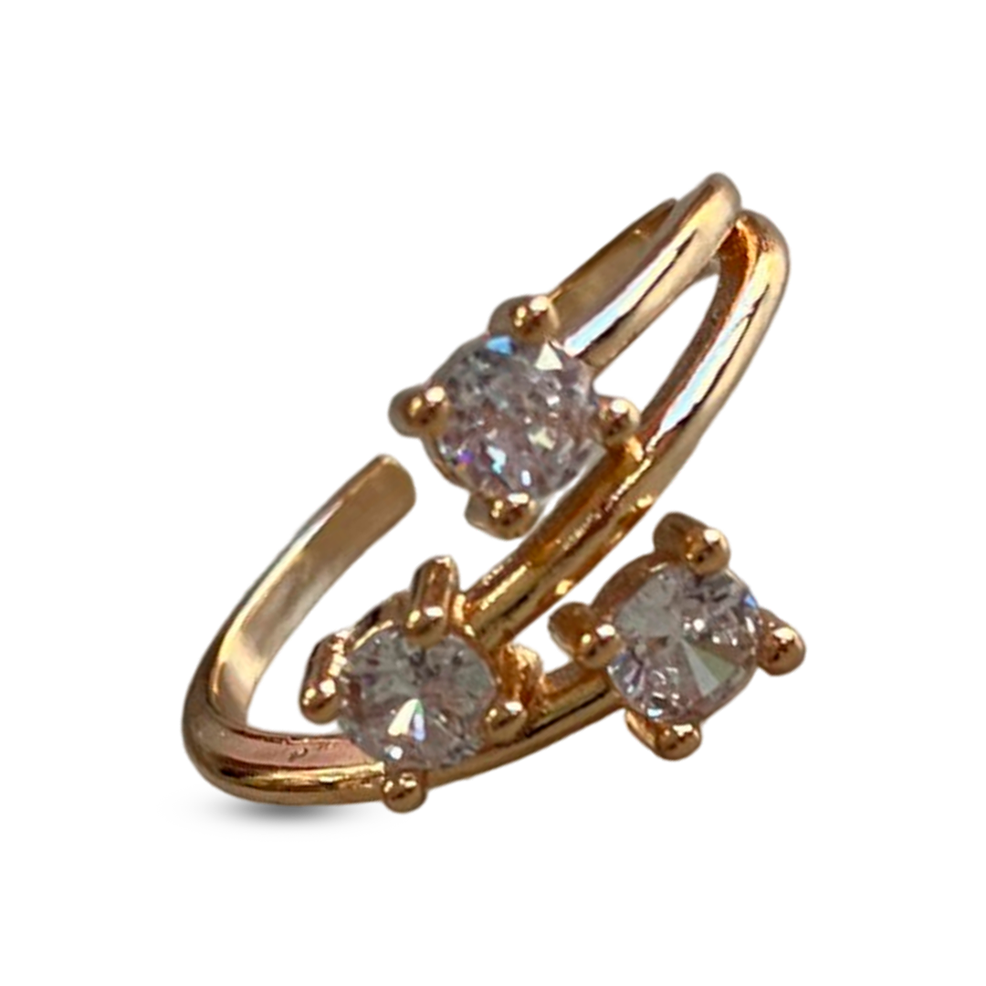Stainless steel ring with 3 diamond design