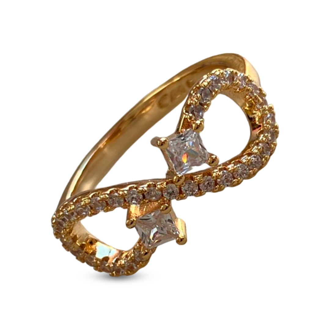 Stainless steel ring With infinity symbol and two diamonds