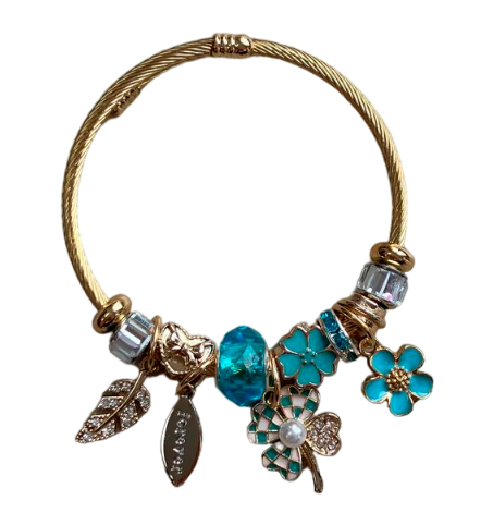 Bracelet - with designs of flowers and circles