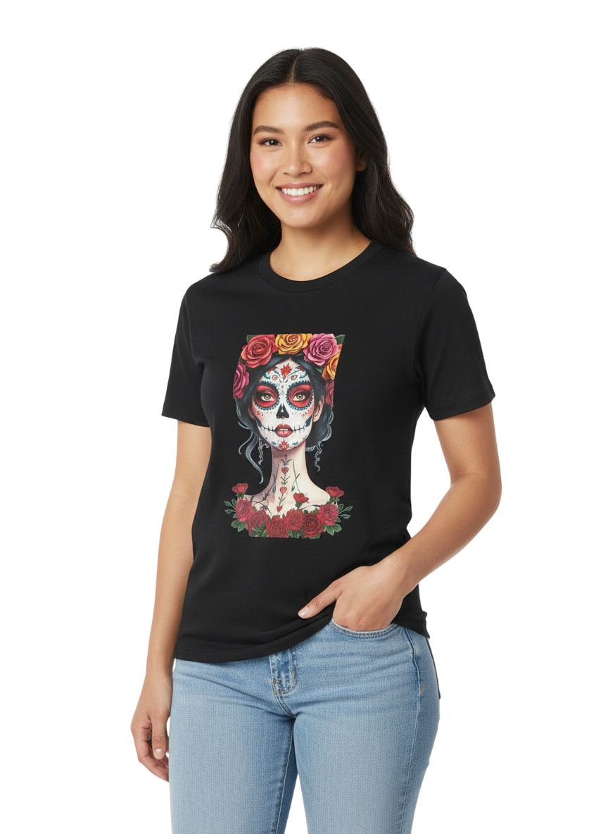Camiseta Catrina de Rosas Día de los Muertos