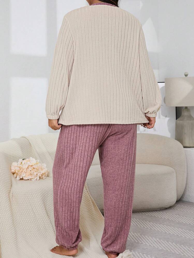 Comfy Long Pajama Set with Heart and "Love You" Design