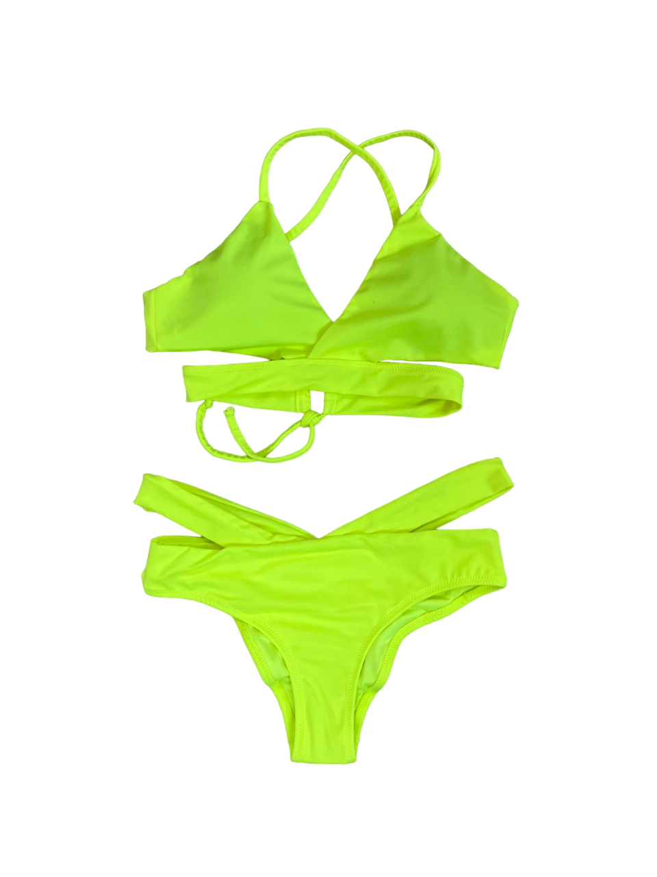Neon green two-piece swimsuit