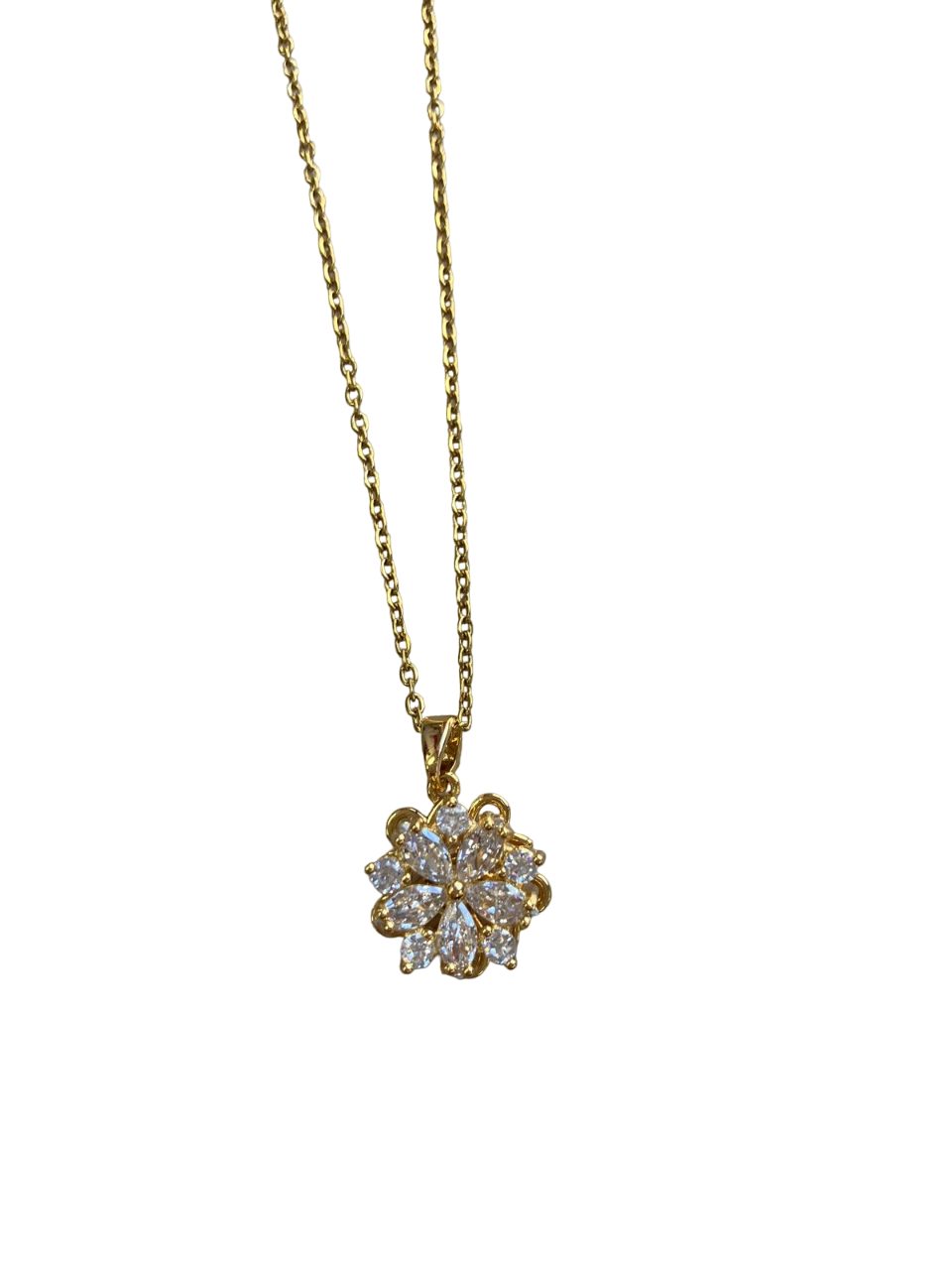 Stainless steel chain With flower and diamond design