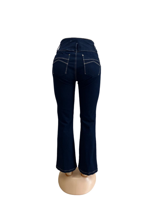 High-Waisted Colombian Palazzo Pants with Front Buttons