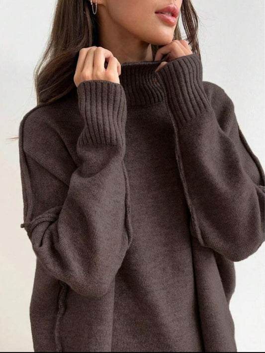 Elegant Cold-Weather Set with Drop Shoulders and Wide-Leg Pants