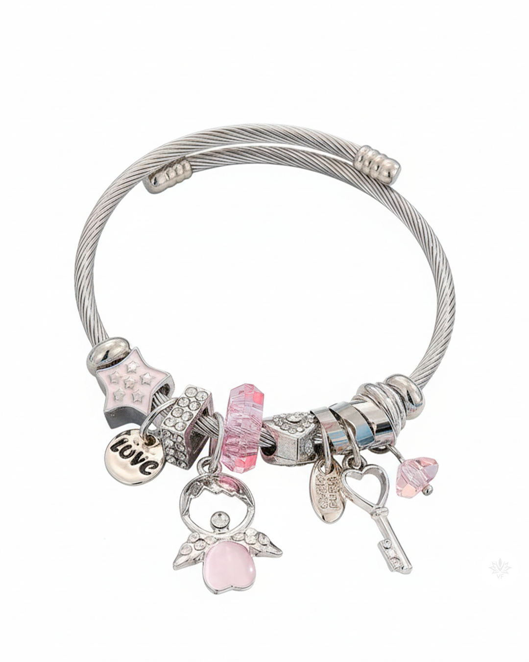 Pulsera “Sweet Charms” Plata & Rosa