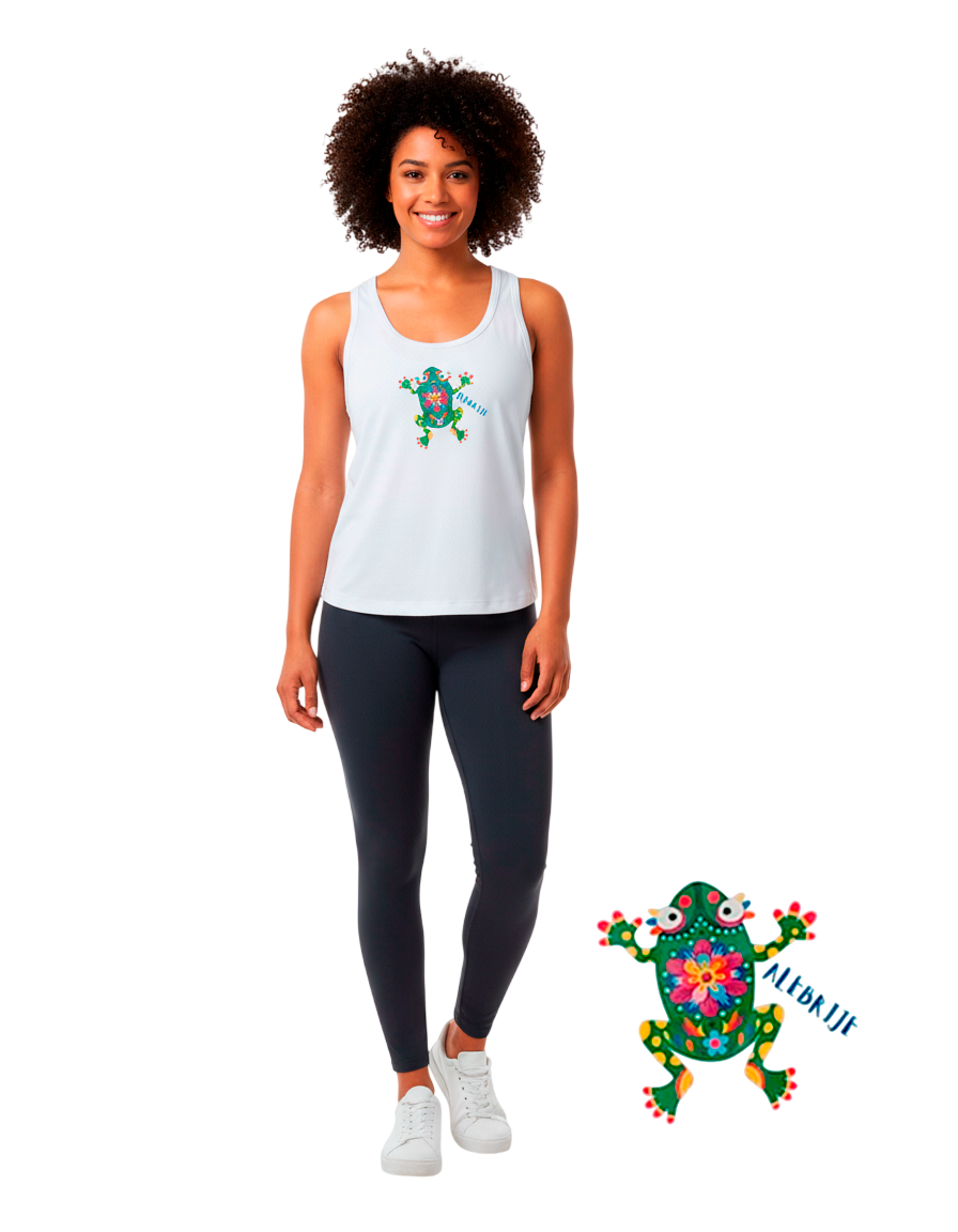 Blusa Blanca Sin Mangas Rana Floral Colorida