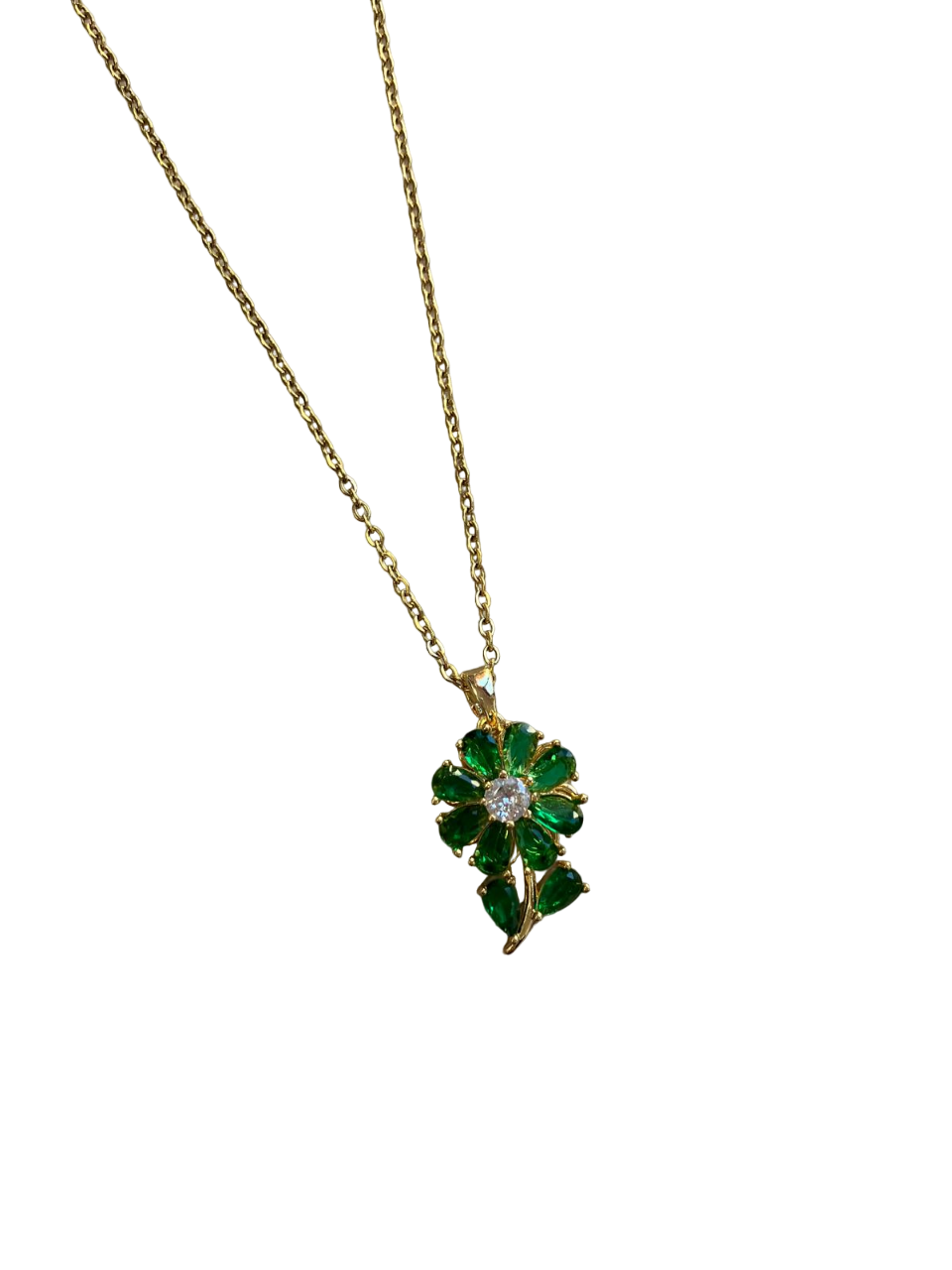 stainless steel chain With flower and diamond design