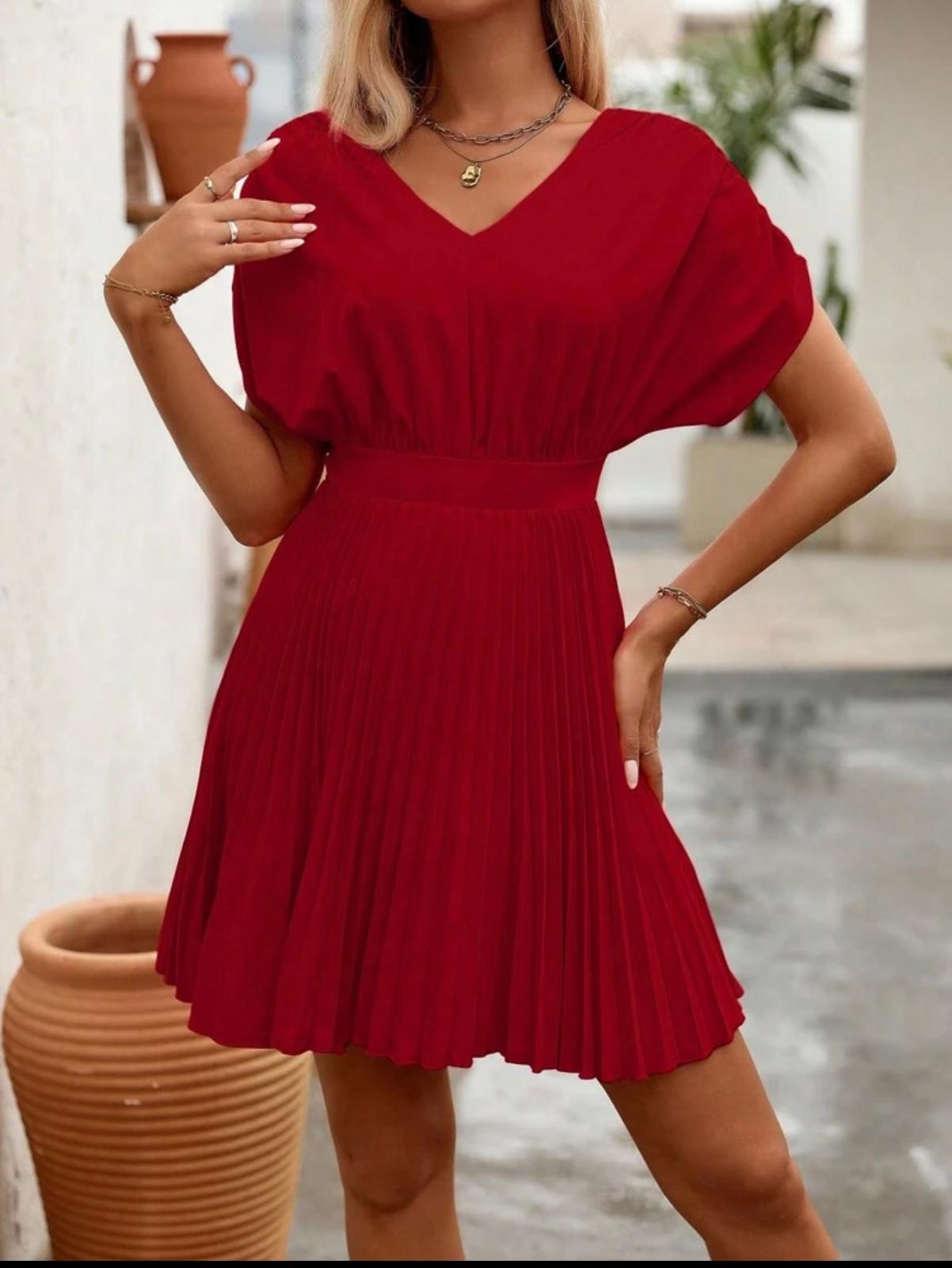 Elegant Red V-Neck Dress