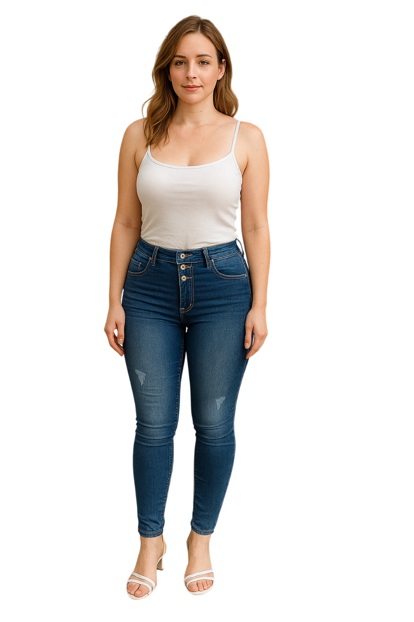 High-Waist Light Blue Jeans with White Fade Effect