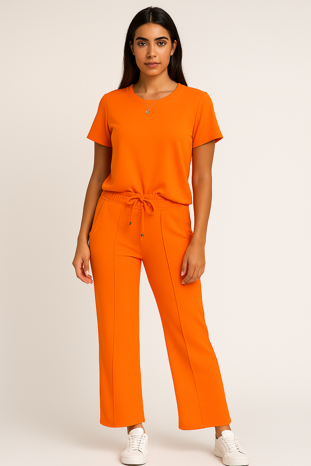 Short-Sleeve Sports Set with Palazzo Pants