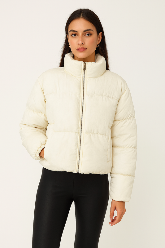 High-Neck Jacket with Zipper and Velcro