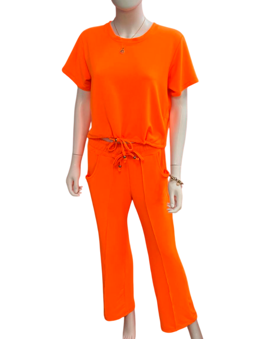 Short-Sleeve Sports Set with Palazzo Pants