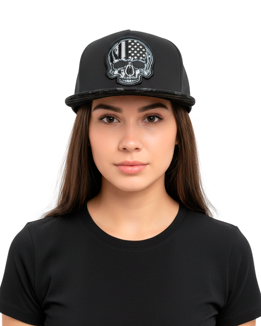 Gorra Negra Skull Bordada Estilo Urbano