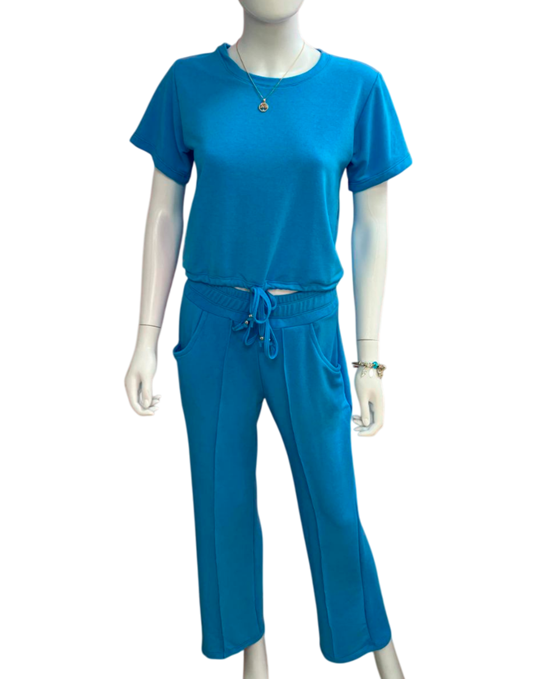 Short-Sleeve Sports Set with Palazzo Pants