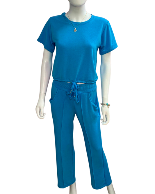 Short-Sleeve Sports Set with Palazzo Pants