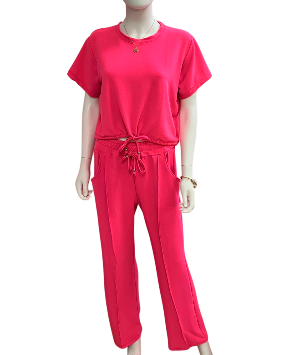 Short-Sleeve Sports Set with Palazzo Pants