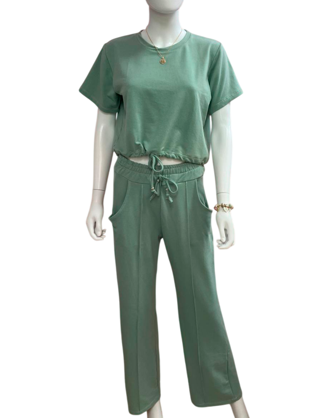 Short-Sleeve Sports Set with Palazzo Pants