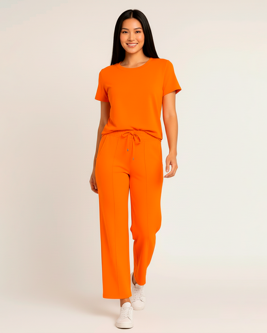 Short-Sleeve Sports Set with Palazzo Pants