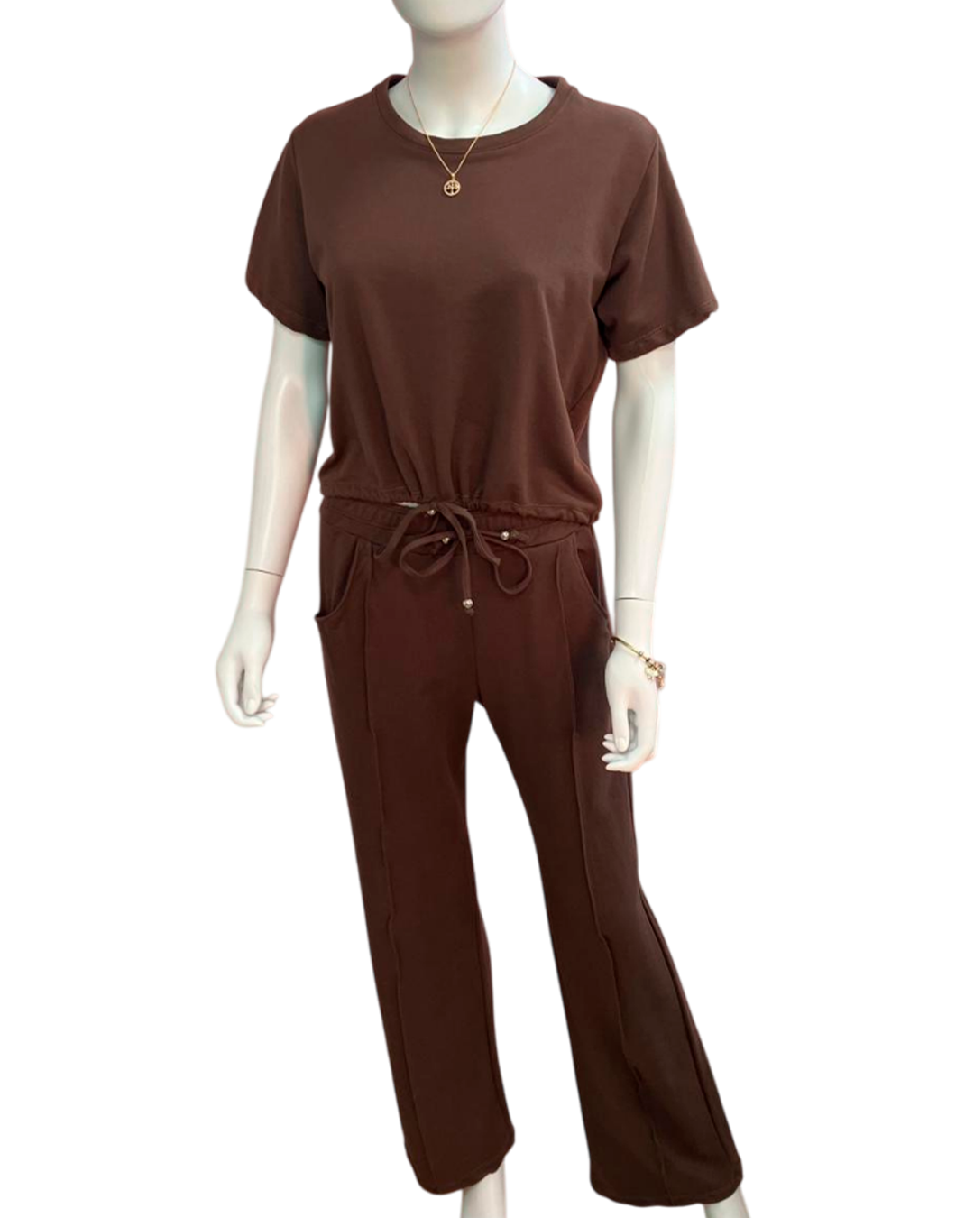 Short-Sleeve Sports Set with Palazzo Pants