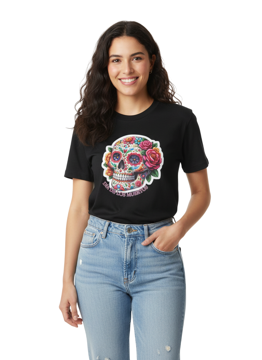 Camiseta Calavera Colorida Día de los Muertos