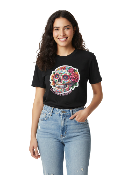 Camiseta Calavera Colorida Día de los Muertos