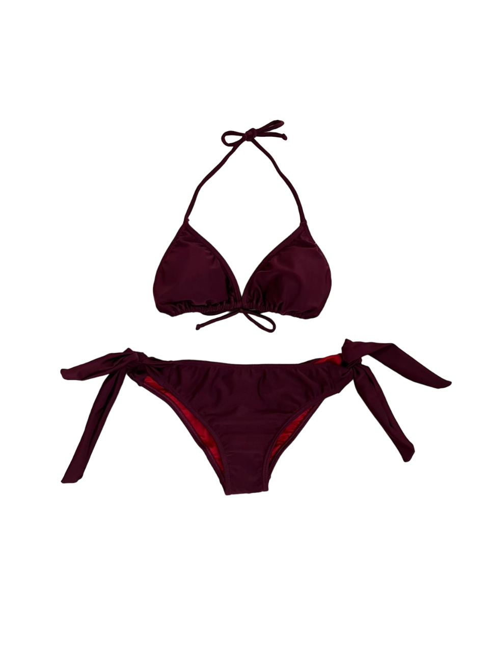 burgundy two piece swimsuit