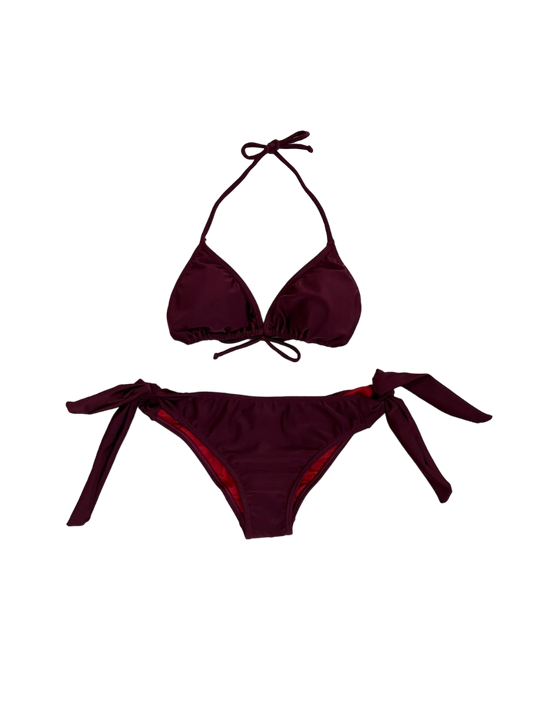 burgundy two piece swimsuit