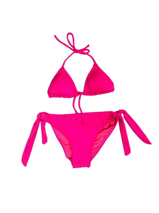 Neon pink two-piece swimsuit