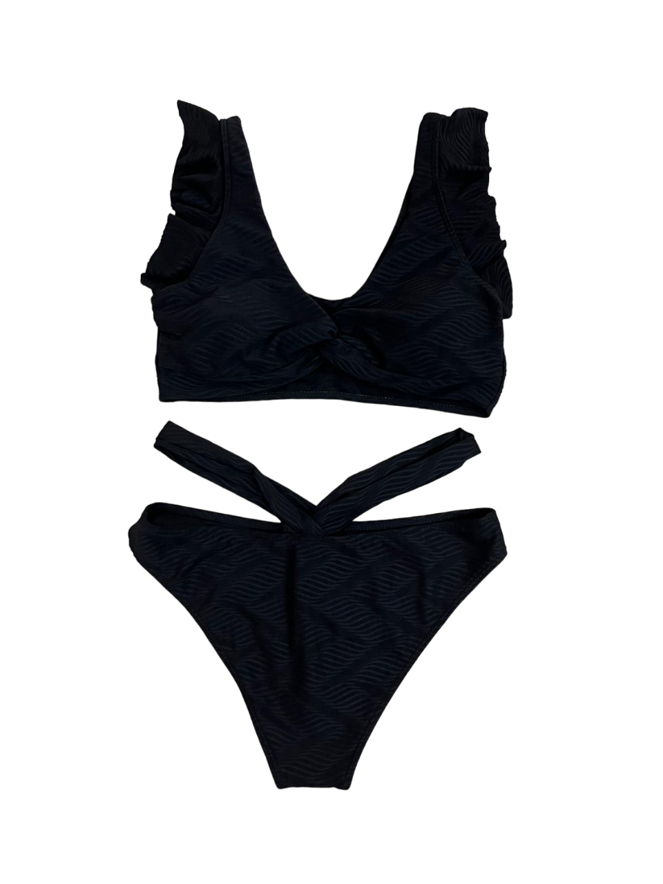 black two-piece swimsuit