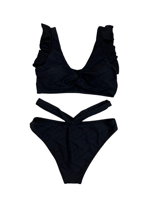 black two-piece swimsuit