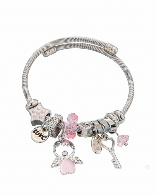 Pulsera “Sweet Charms” Plata & Rosa