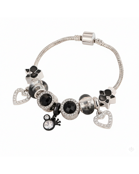Pulsera “Black Glam” Elegancia en Negro y Plata