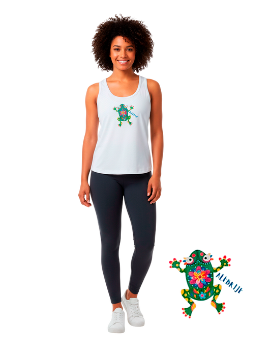 Blusa Blanca Sin Mangas Rana Floral Colorida