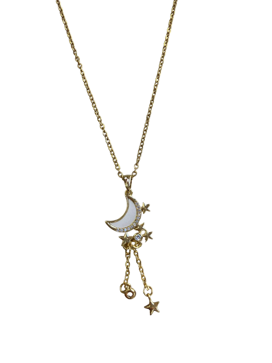 stainless steel chain  With moon and diamond design with stars