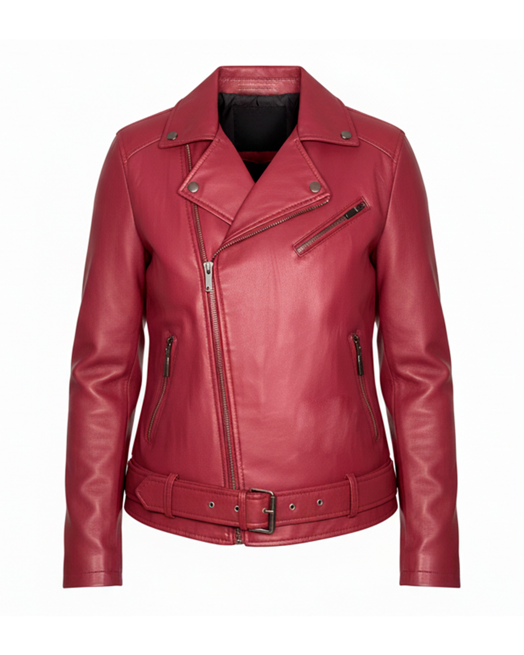 Chaqueta en cuero vinotinto