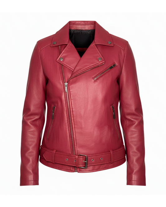 Chaqueta en cuero vinotinto