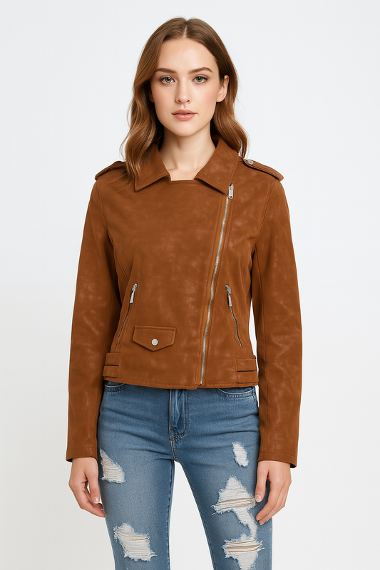 Leather Vest with Zipper Design and Side Straps