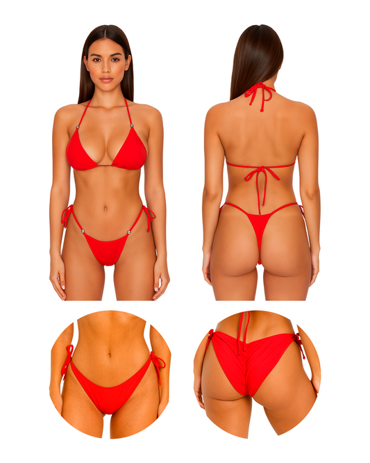 3-Piece Swimsuit Set: Includes Two Thong Bottoms and a Bikini Top