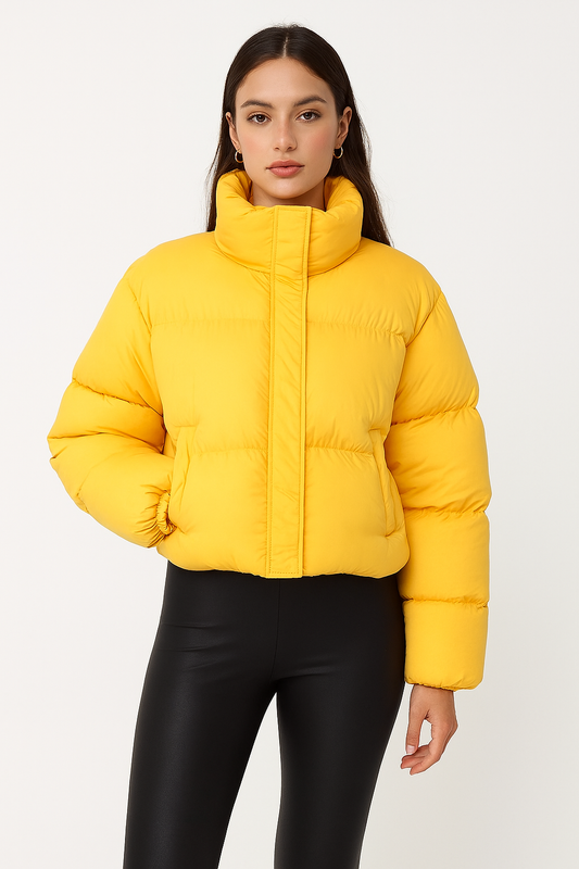 High-Neck Jacket with Zipper and Velcro
